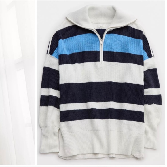 Aerie Beyond Quarter Zip Sweater Oversized - Picture 1 of 4